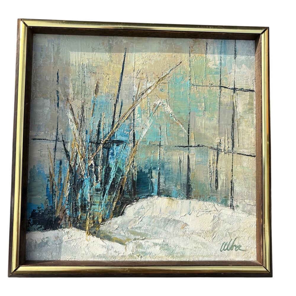 Artist ~Alba Scott~ Original Oil on Canvas Oil Abstract Painting Trees 10”x10”